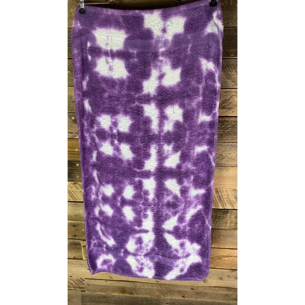 Tie Dye Hair Wrap Towel Soft 100% Cotton Purple & White Handmade 20X40 in